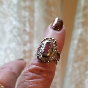 NE Sterling ring with Coral Stone